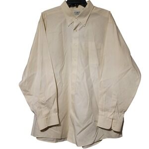 NWOT LL Bean Wrinkle Resistant Button Dress Shirt Mens 18-35 Cream Solid Up Down